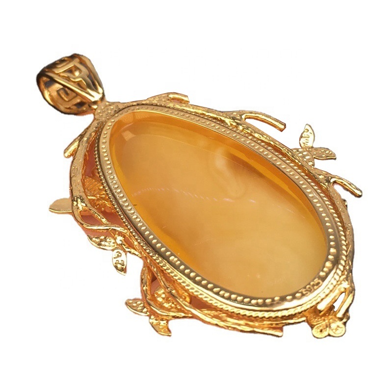 18kt ոսկե կախազարդ Amber Gemstone զարդեր 11