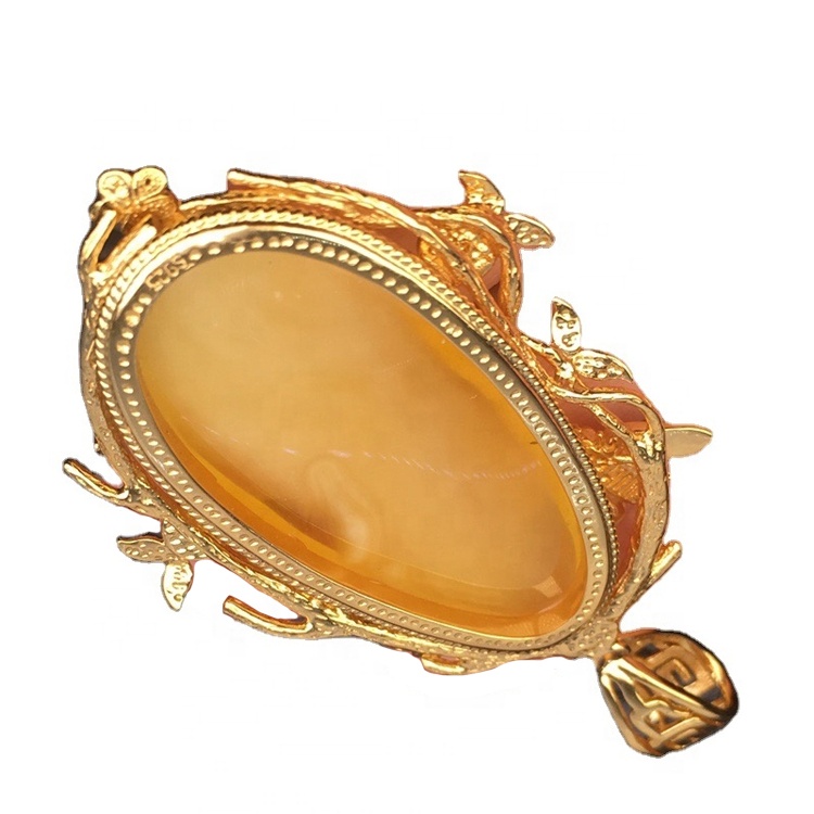 18kt ոսկե կախազարդ Amber Gemstone զարդեր 15