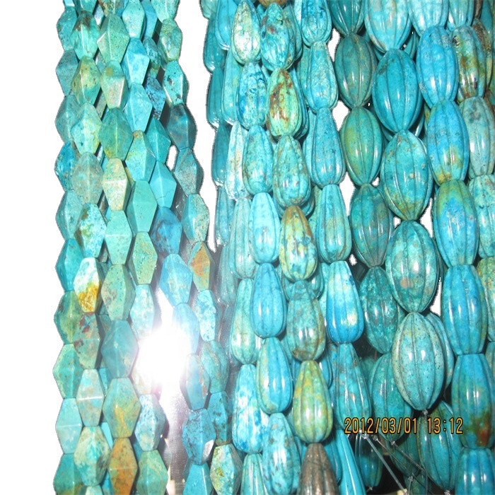 Dəyirmi gemstone muncuq təbii firuzəyi üzü 39