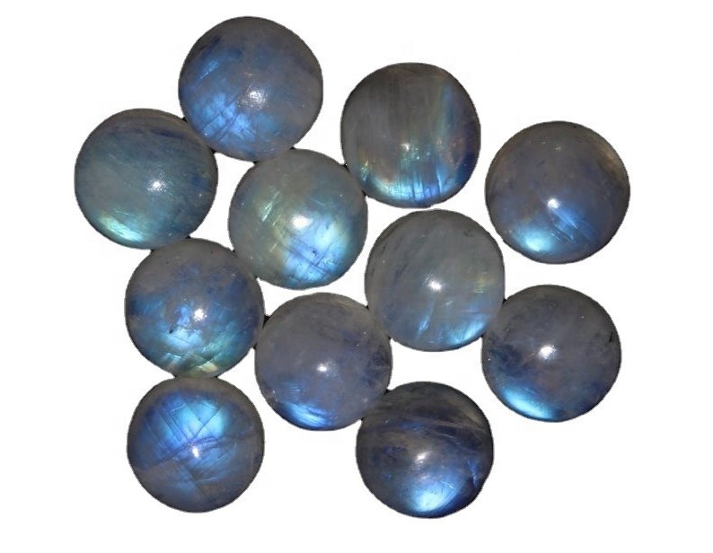 రత్నాల నీలం రంగు వైట్ రౌండ్ మూన్‌స్టోన్ పూసలు హోల్‌సేల్ చేస్తాయి 35