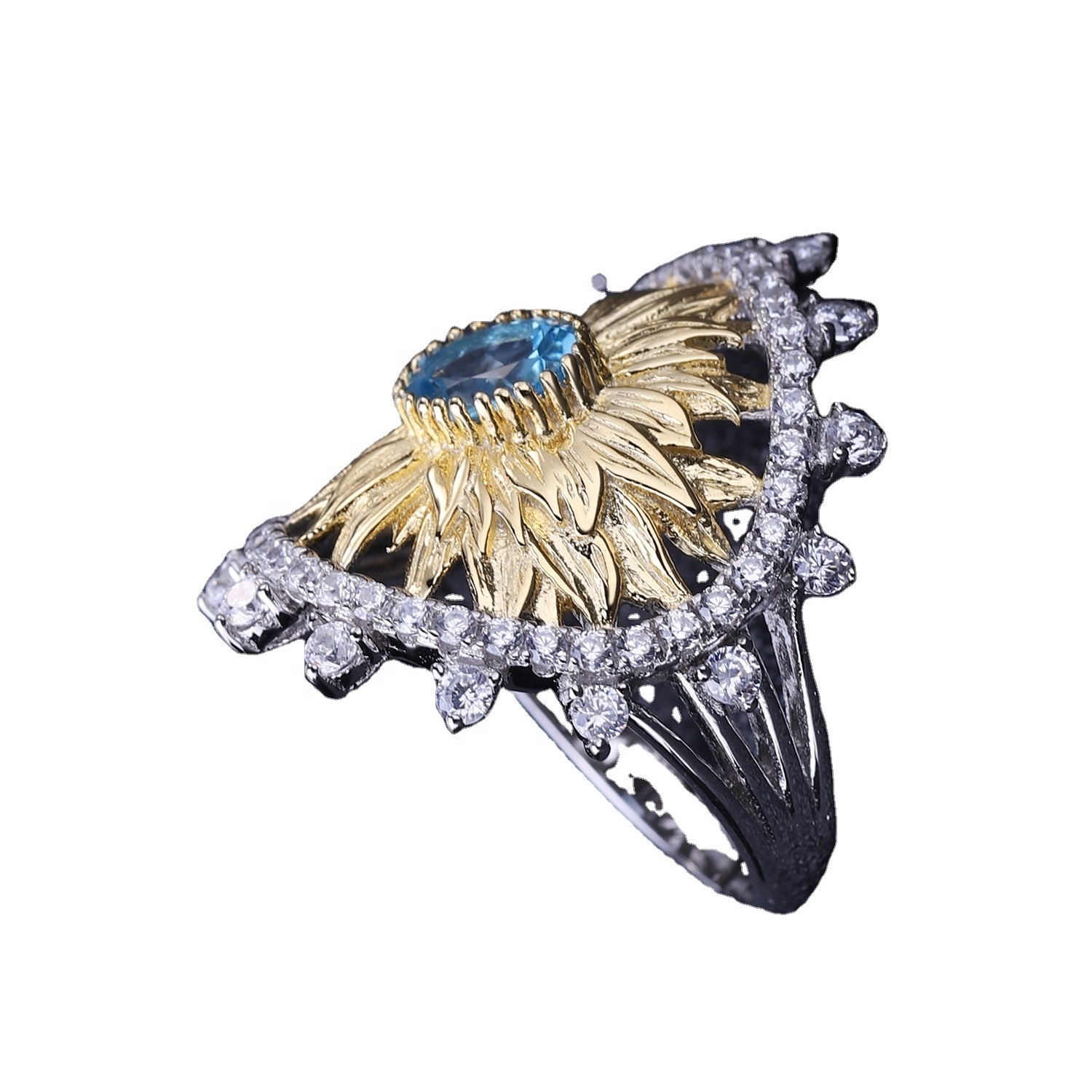 Anillos de zafiro plateados plata de plata 925 15