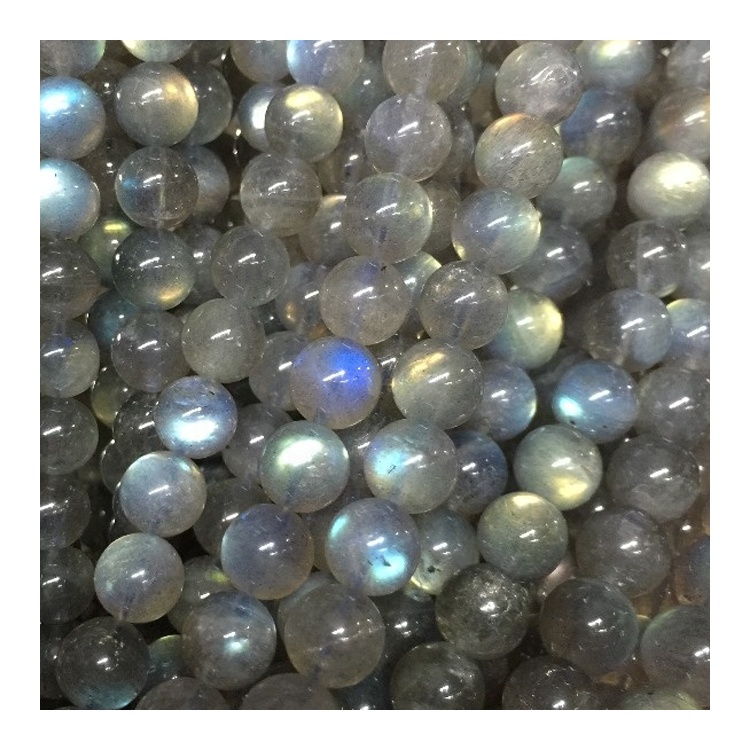 Labradorite Gemstone Blue Flash Round Loose Perlur Gerðu heildsölu 36