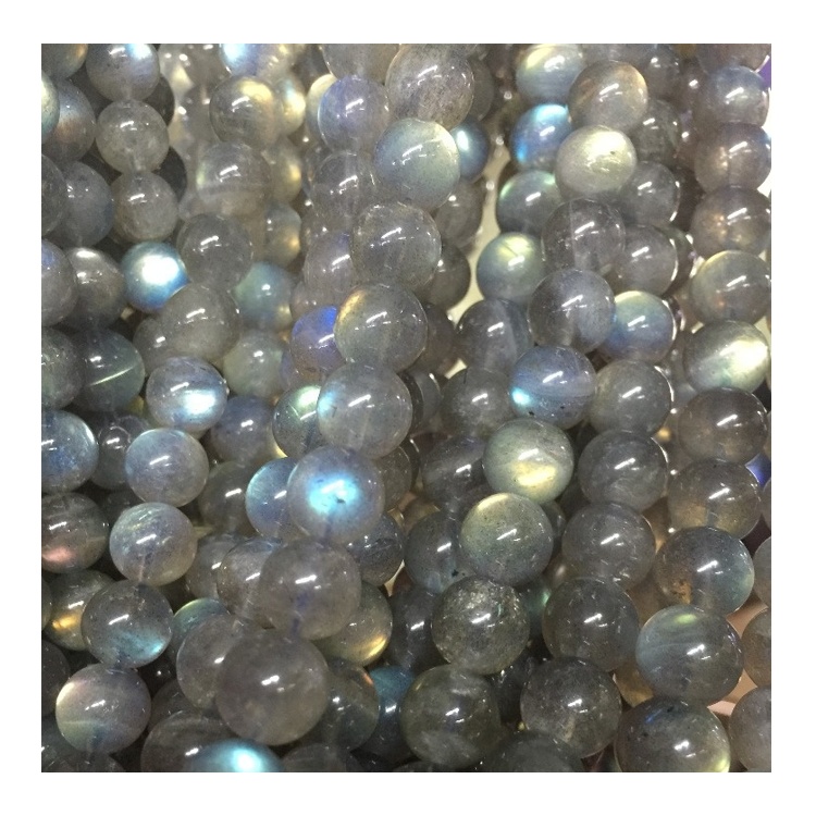 Labradorite Gemstone Blue Flash Round Loose Perlur Gerðu heildsölu 32