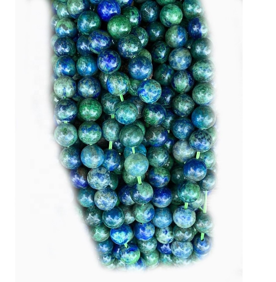 GreadshoLal Round Chrysolla Chrysocolla Chrysocolla Lapis Beads timcheall air grìogagan rèidh 34