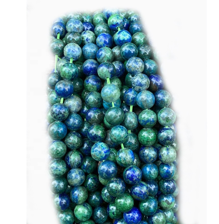 GreadshoLal Round Chrysolla Chrysocolla Chrysocolla Lapis Beads timcheall air grìogagan rèidh 38