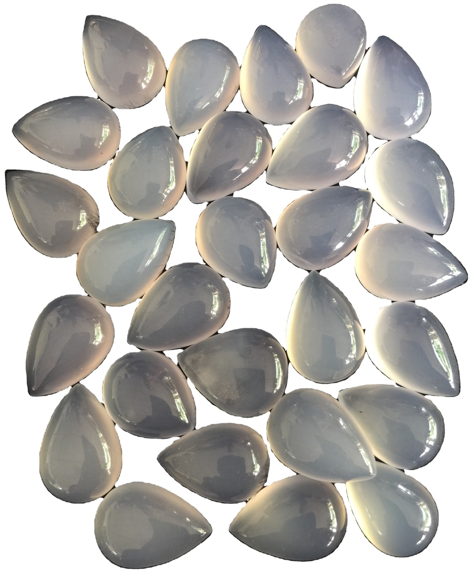 Blue Chalcedony Pear Shape Cabochon Natural Blue Chalcedony Cabochon fyrir skartgripi 35