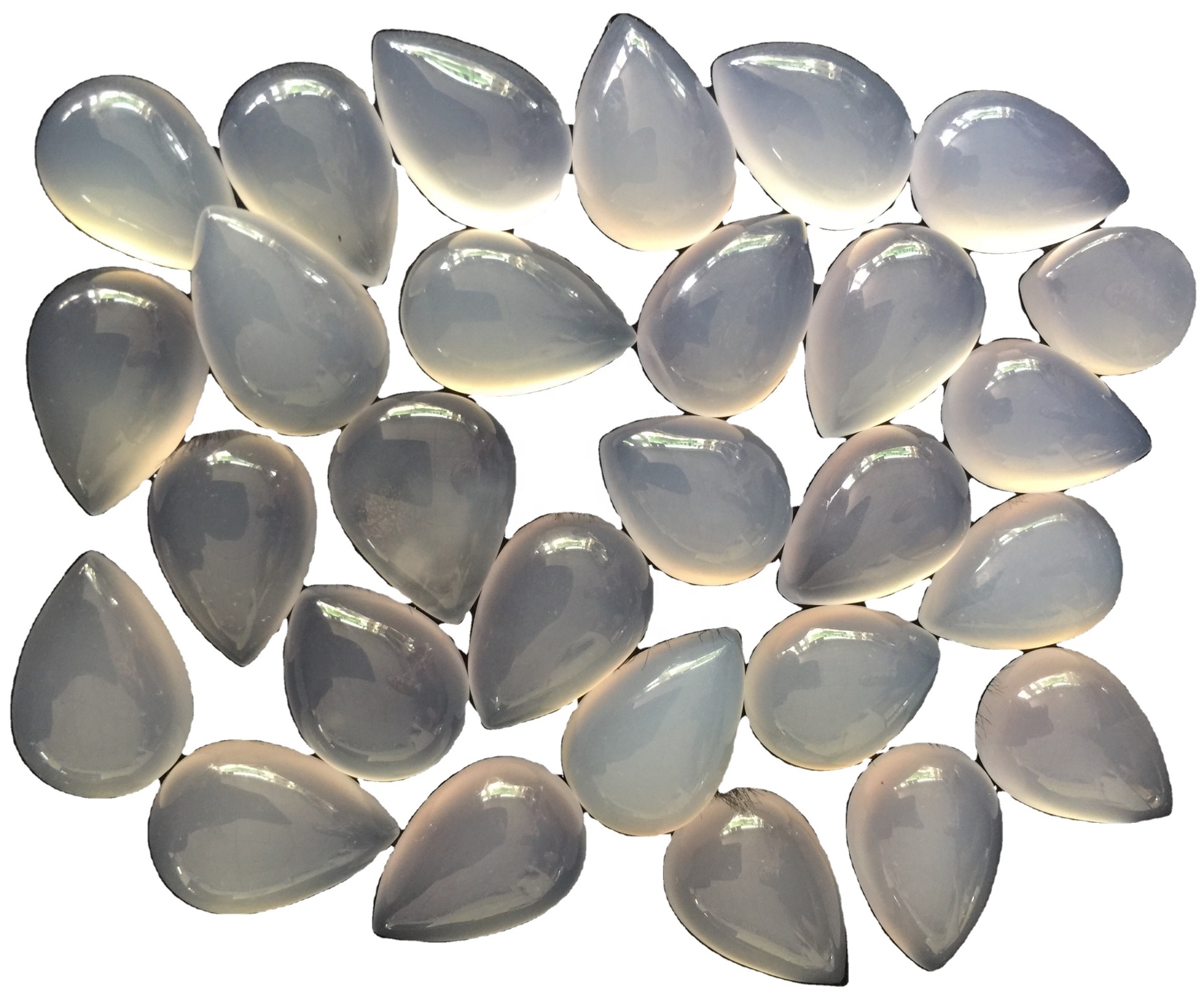 Blue Chalcedony Pear Shape Cabochon Natural Blue Chalcedony Cabochon fyrir skartgripi 37