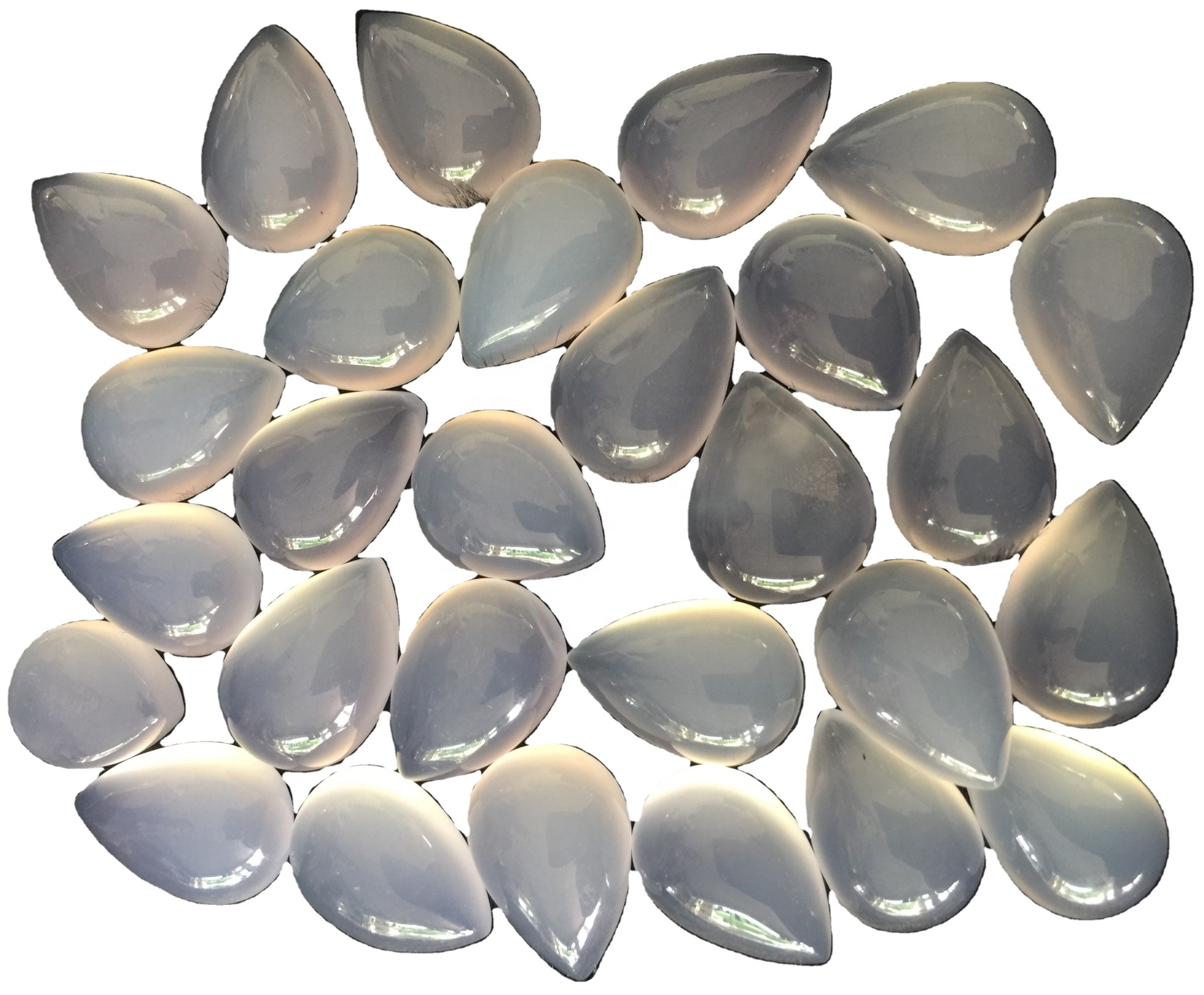 Blue Chalcedony Pear Shape Cabochon Natural Blue Chalcedony Cabochon fyrir skartgripi 39