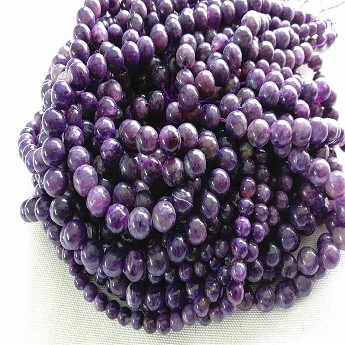 Natural Charoite 3A umferð lögun perlur slétt og fjólubláa gemstone strengir 13