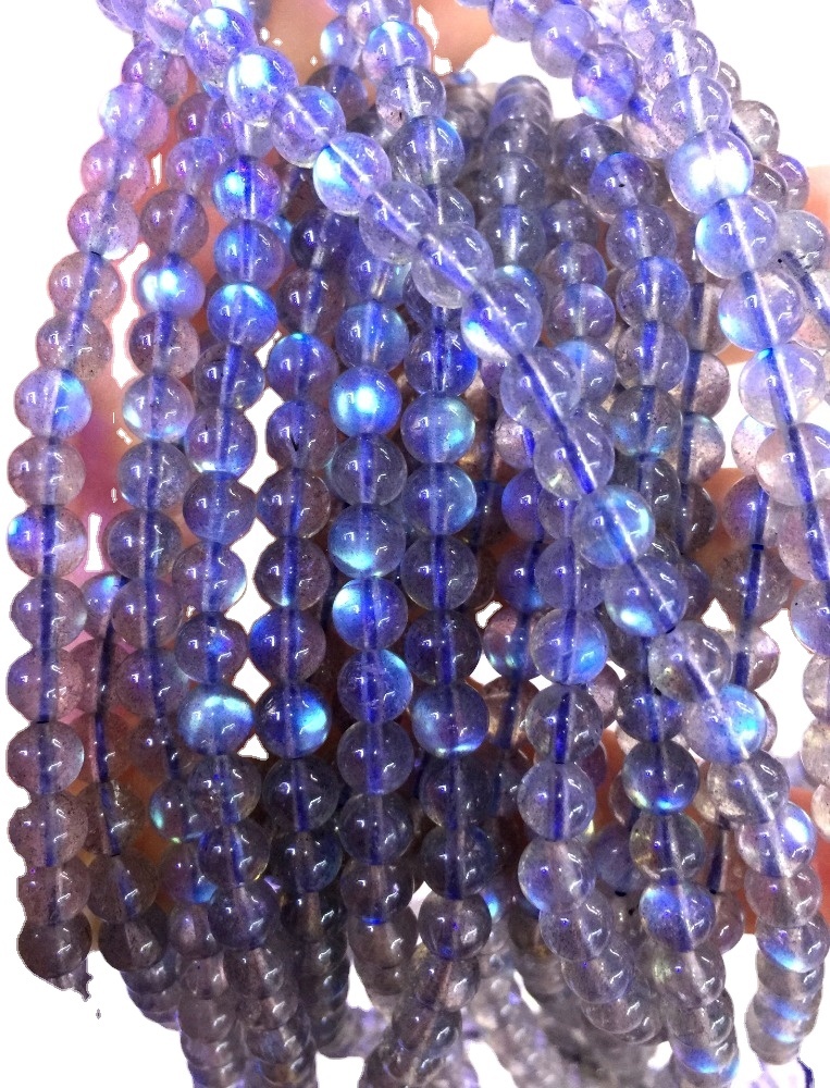 Labradorite Náttúrulegur ljósgrár blár Sléttar fáðar kringlóttar perlur Heildsölu 21