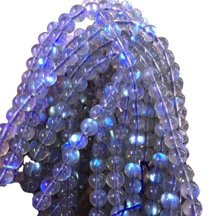 Labradorite Náttúrulegur ljósgrár blár Sléttar fáðar kringlóttar perlur Heildsölu 19