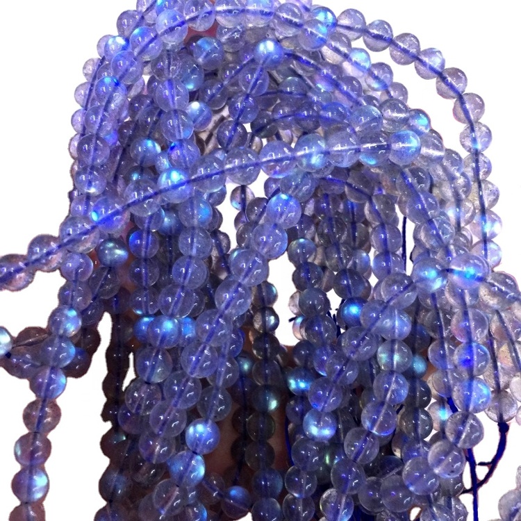 Labradorite Náttúrulegur ljósgrár blár Sléttar fáðar kringlóttar perlur Heildsölu 25