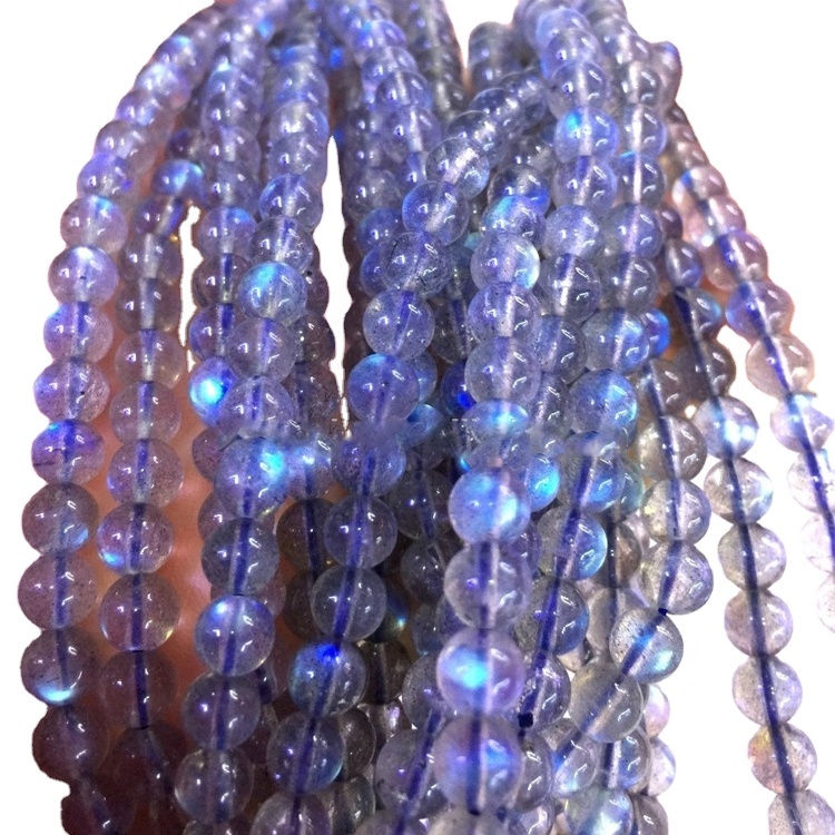 Labradorite Náttúrulegur ljósgrár blár Sléttar fáðar kringlóttar perlur Heildsölu 23