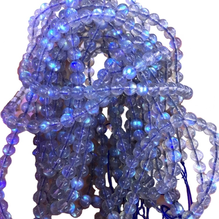 Labradorite Náttúrulegur ljósgrár blár Sléttar fáðar kringlóttar perlur Heildsölu 27