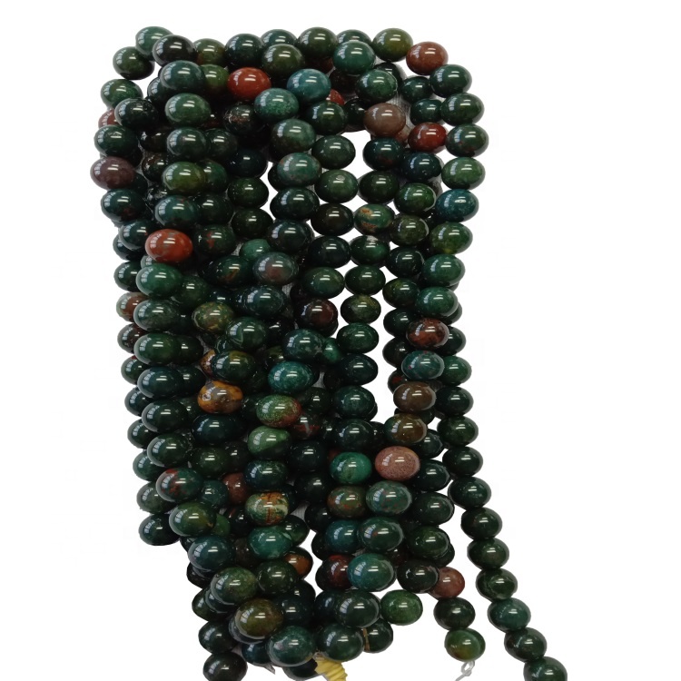 Hot-Sale Natural Bloodstone Round Beads Green Gemstone Populära Pärlor Lösa Smycken 8