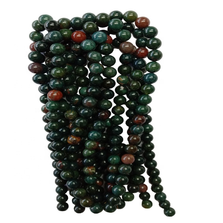 Hot-Sale Natural Bloodstone Round Beads Green Gemstone Populära Pärlor Lösa Smycken 12