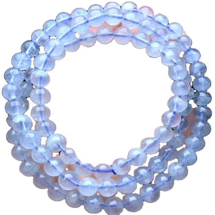 Bule Color Milky Aquamarine hạt đá quý và dây handmade 33