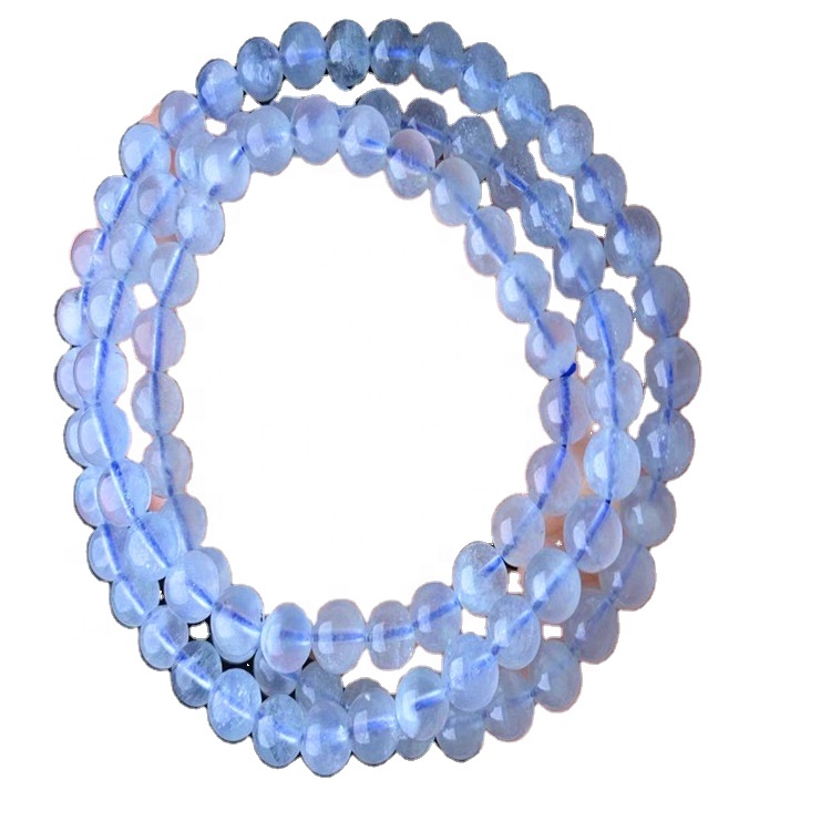 Bule Color Milky Aquamarine hạt đá quý và dây handmade 31