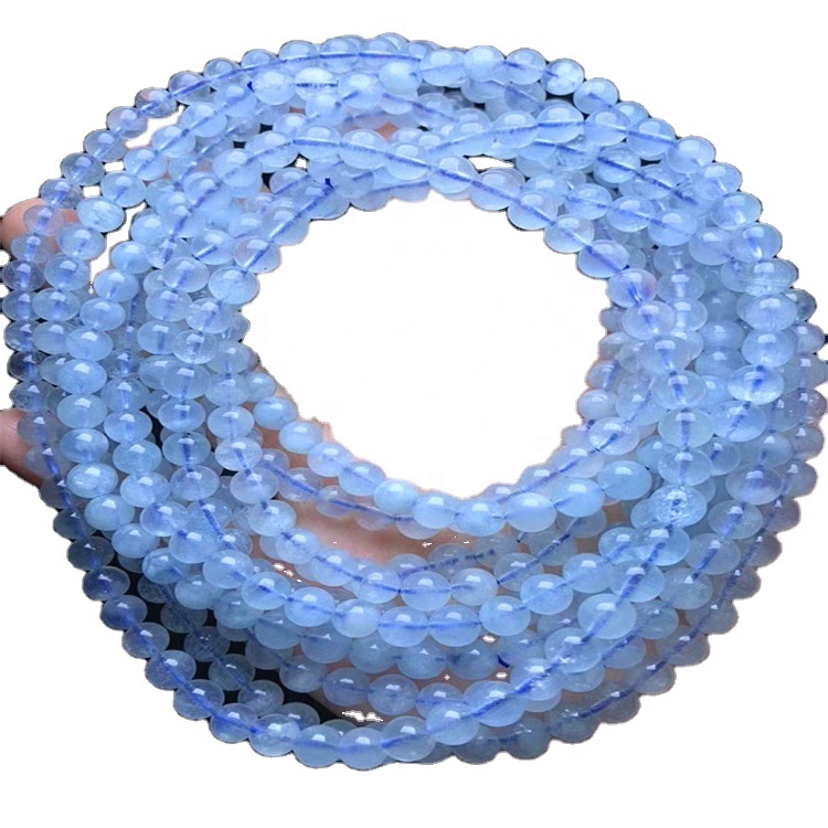 Bule Color Milky Aquamarine hạt đá quý và dây handmade 37