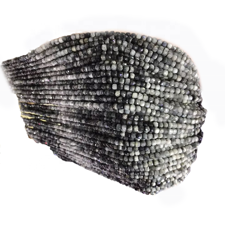 Eagle Eye Beads Faceted Round Beads Hawk Eye Beads Chatoyant Natural Silvery Dark Grey Semi Gemstone Groothandel 33