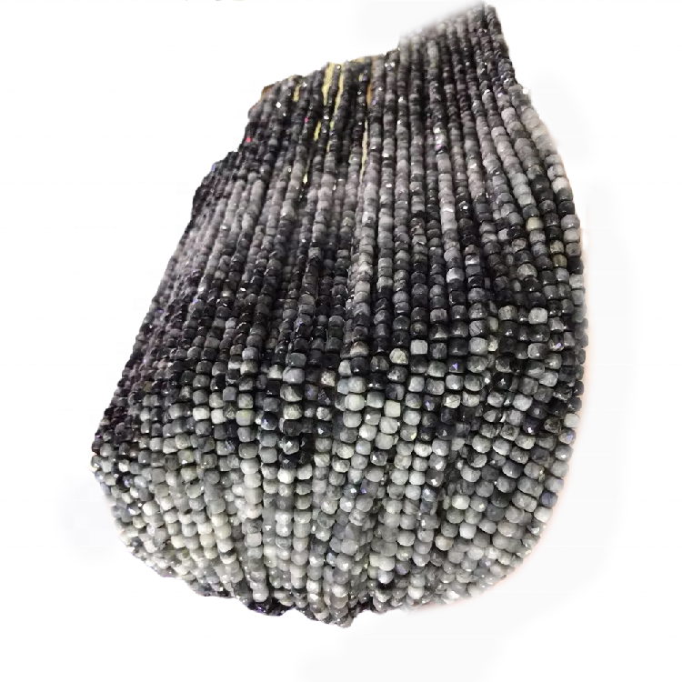 Eagle Eye Beads Faceted Round Beads Hawk Eye Beads Chatoyant Natural Silvery Dark Grey Semi Gemstone Groothandel 35