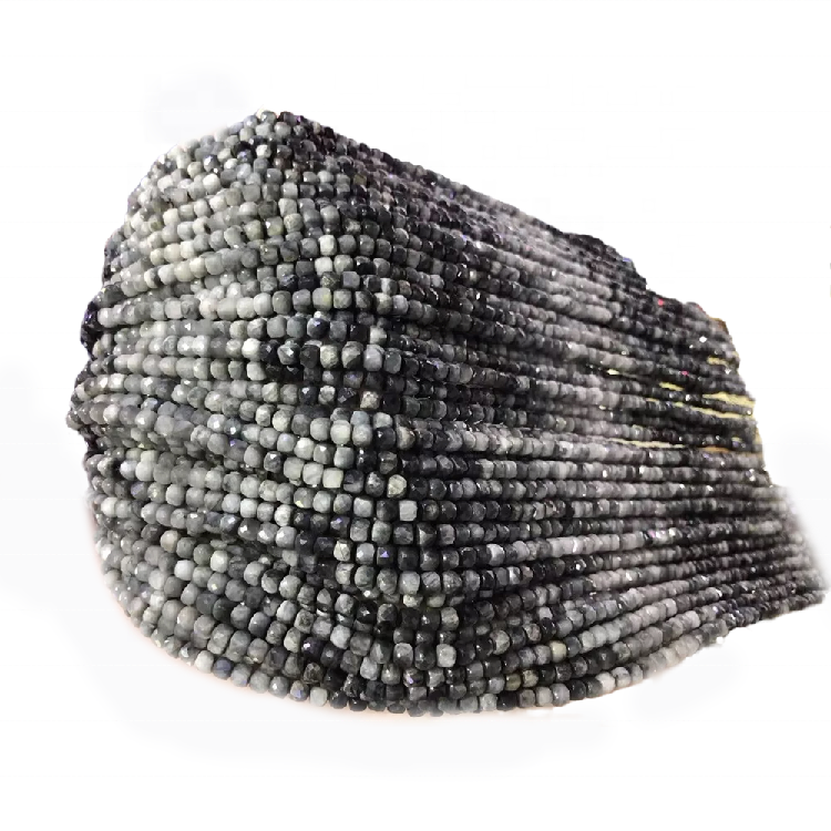 Eagle Eye Beads Faceted Round Beads Hawk Eye Beads Chatoyant Natural Silvery Dark Grey Semi Gemstone Groothandel 37