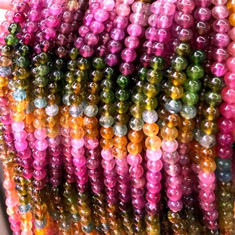 Otantik Tourmalin Gemstone 6mm 8mm 10mm wonn pèl ki lach plen Strand 39