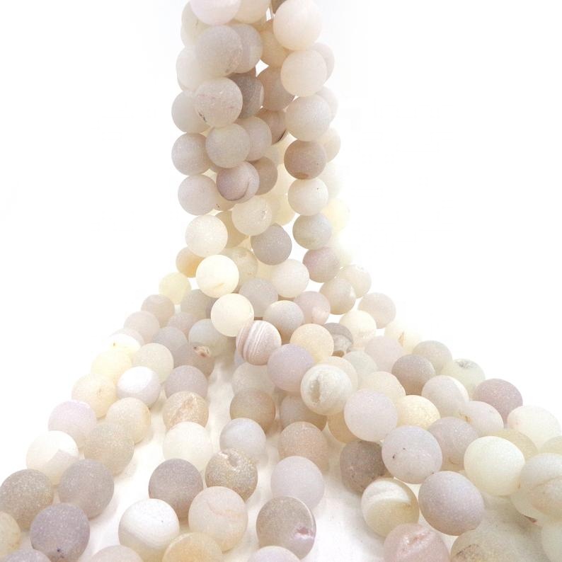 Ақ ахтикалық моншақтар Табиғи асыл тасты дөңгелек дөңгелек 6 мм 8mm 16mm 16мм 16 «Жол 35