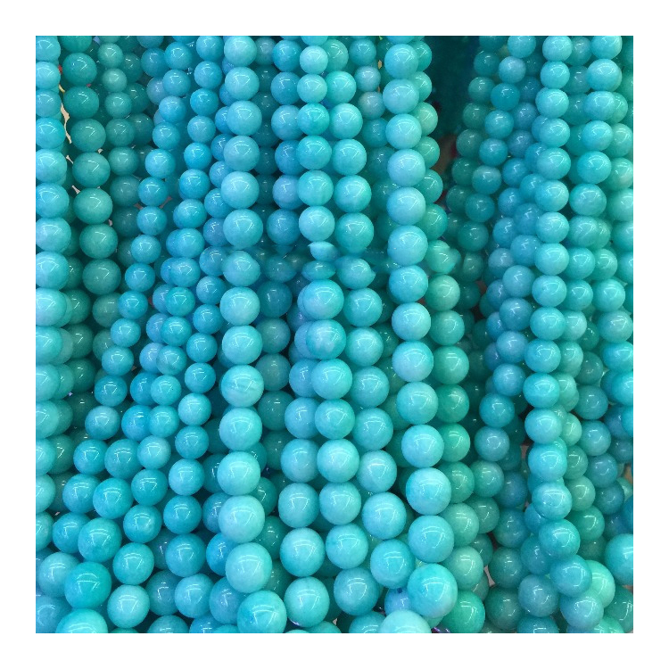 Borong Peru Natural Bule Amazonite Round Loose Stone Bather Beads 18