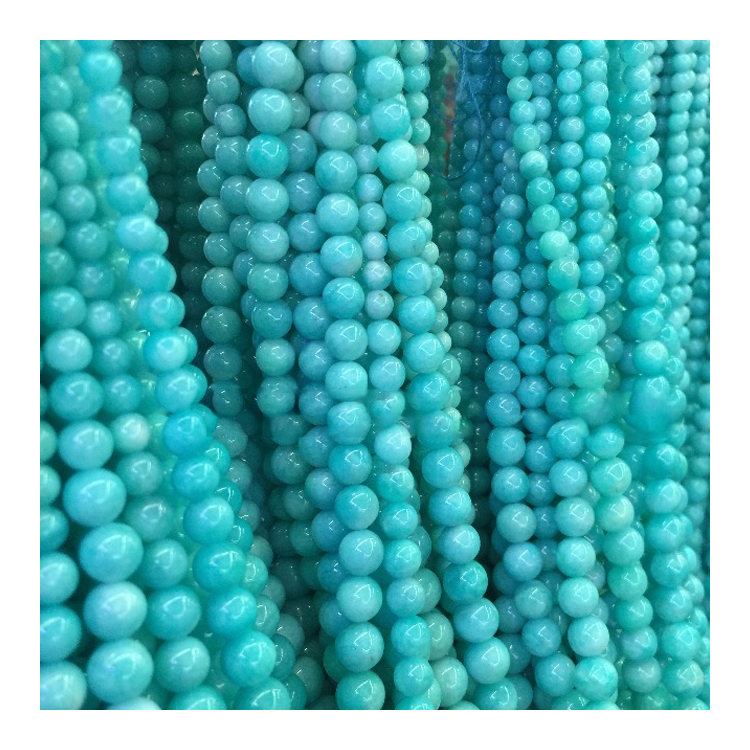 Borong Peru Natural Bule Amazonite Round Loose Stone Bather Beads 20