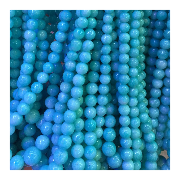 Borong Peru Natural Bule Amazonite Round Loose Stone Bather Beads 24