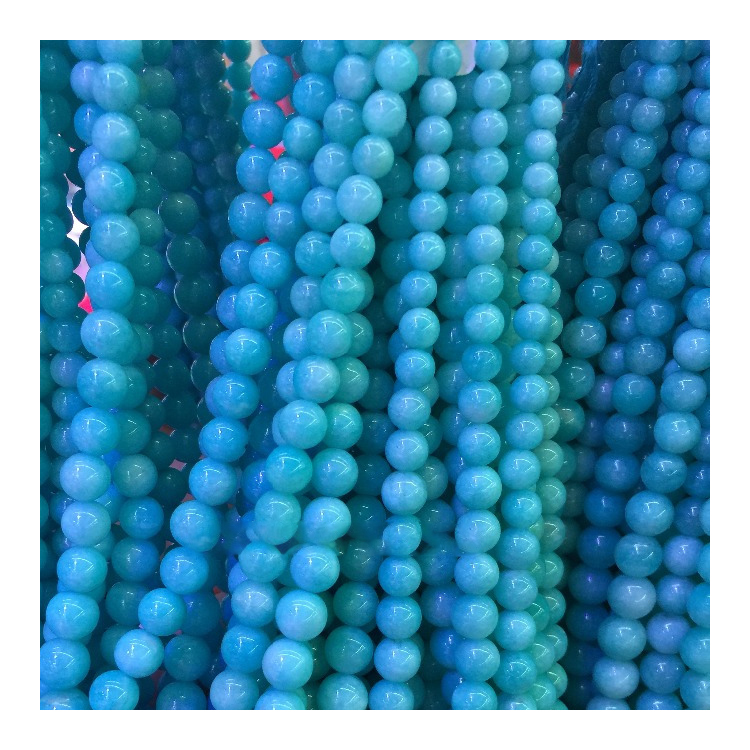 Borong Peru Natural Bule Amazonite Round Loose Stone Bather Beads 26