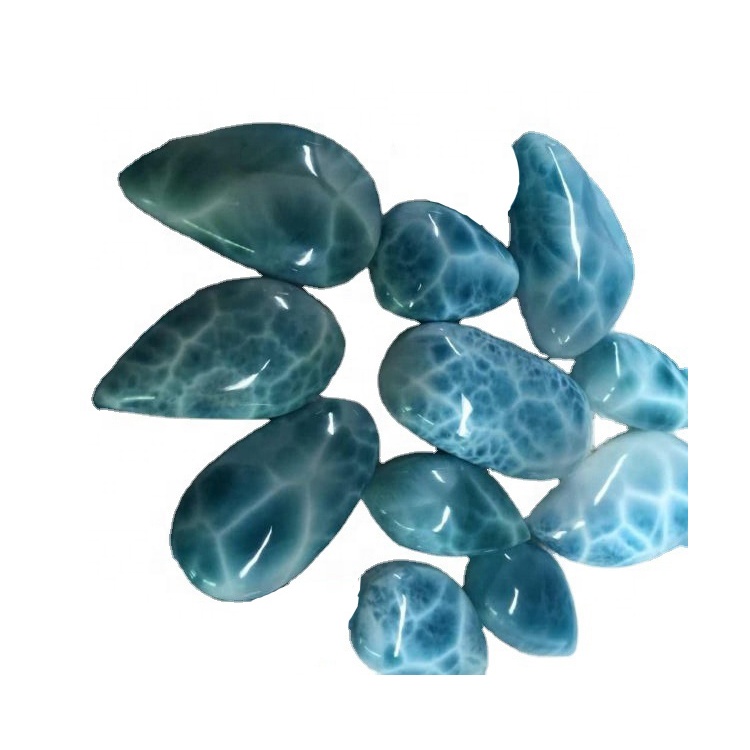 Natural Larimar Cabochon Loose Gemstone Náttúruleg Hugleiðsla Crystal Larimar Cabs Stone Skartgripir Gerð 9