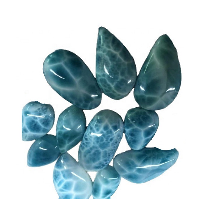 Natural Larimar Cabochon Loose Gemstone Náttúruleg Hugleiðsla Crystal Larimar Cabs Stone Skartgripir Gerð 11