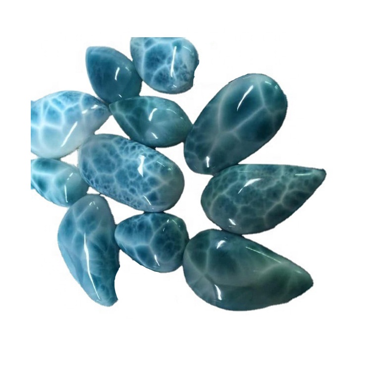 Natural Larimar Cabochon Loose Gemstone Náttúruleg Hugleiðsla Crystal Larimar Cabs Stone Skartgripir Gerð 13