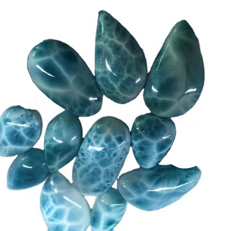 Natural Larimar Cabochon Loose Gemstone Náttúruleg Hugleiðsla Crystal Larimar Cabs Stone Skartgripir Gerð 15