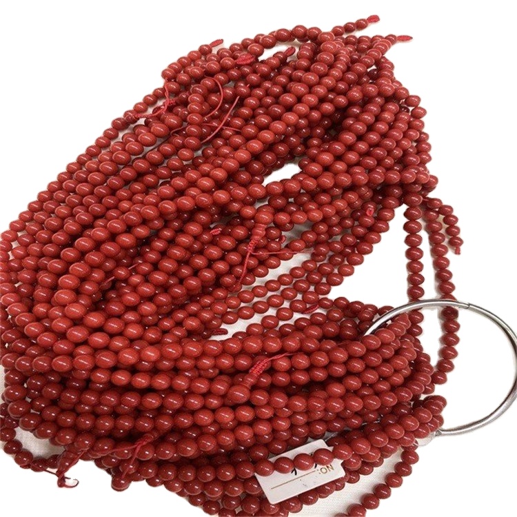 Natural Red Coral Gemstones Smooth Round Ball Spacer Perlur 33