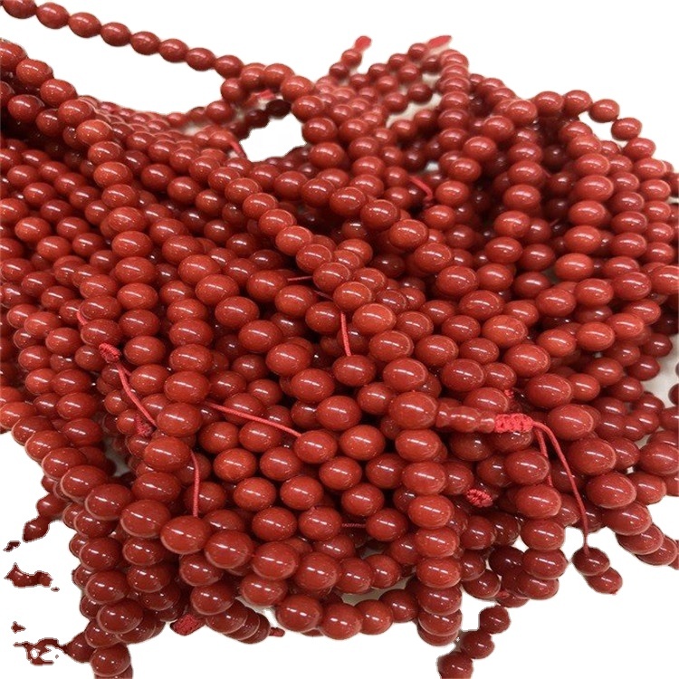 Natural Red Coral Gemstones Smooth Round Ball Spacer Perlur 37