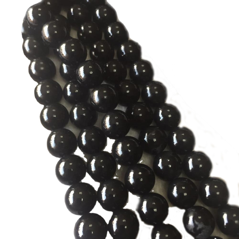 Cuentas de ágata negra de alta calidad piedras redondas de piedras preciosas naturales 39