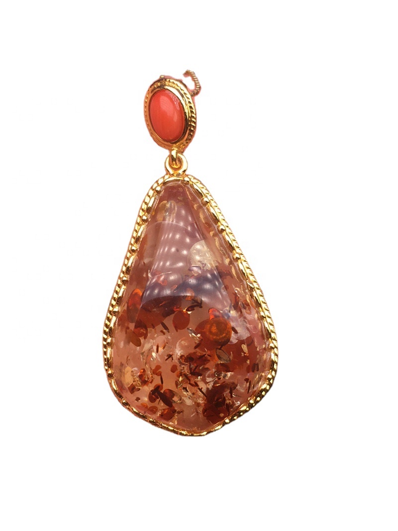 Bunga seperti Gold-Plated Garnet Merah Loket Merah Agate Loket 9