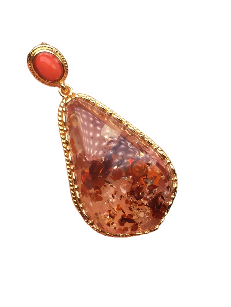 Bunga seperti Gold-Plated Garnet Merah Loket Merah Agate Loket 11