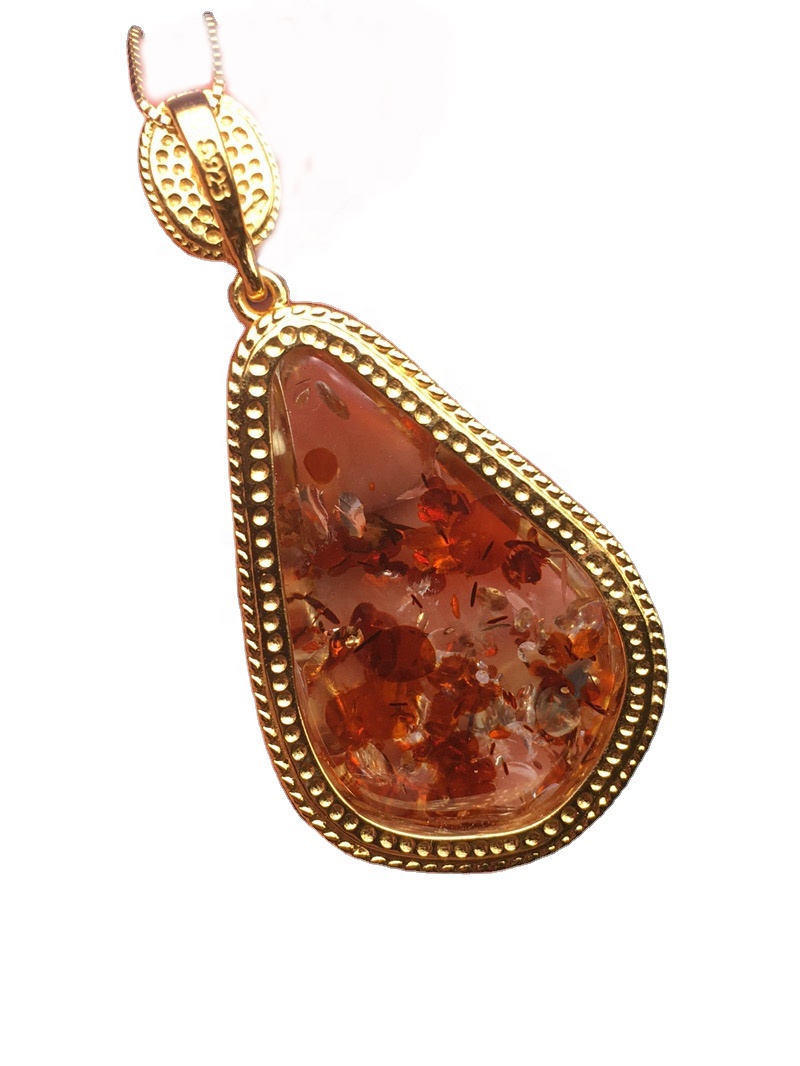 Bunga seperti Gold-Plated Garnet Merah Loket Merah Agate Loket 15