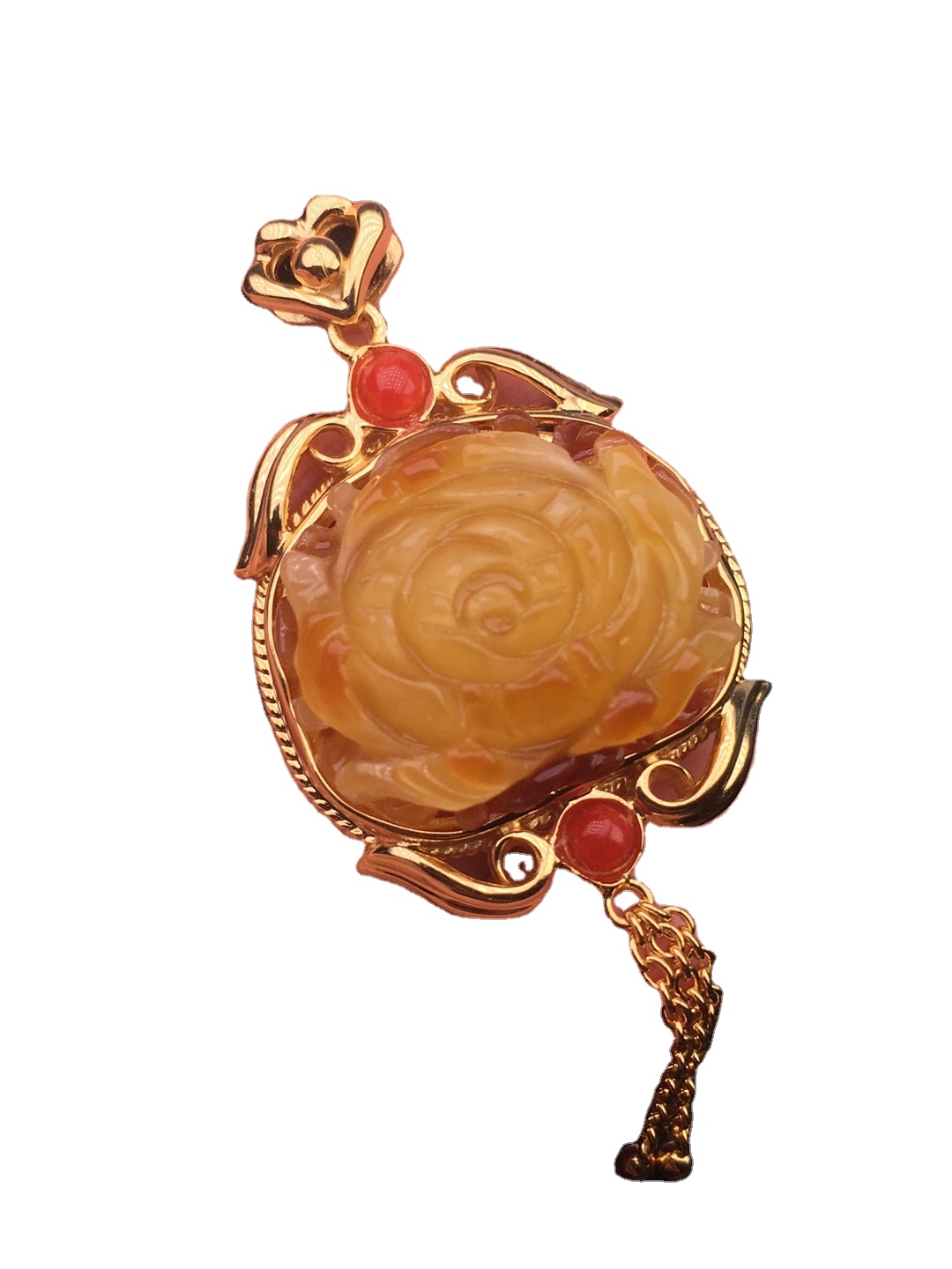 Hoa đá nanhong giống như mặt dây chuyền hổ phách đỏ 11