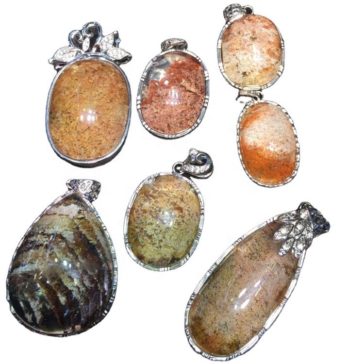 Զարդերի բնական ռուտիլացված քվարց `925 արծաթե կախազարդ նորաձեւության հում քարե զարդեր 7