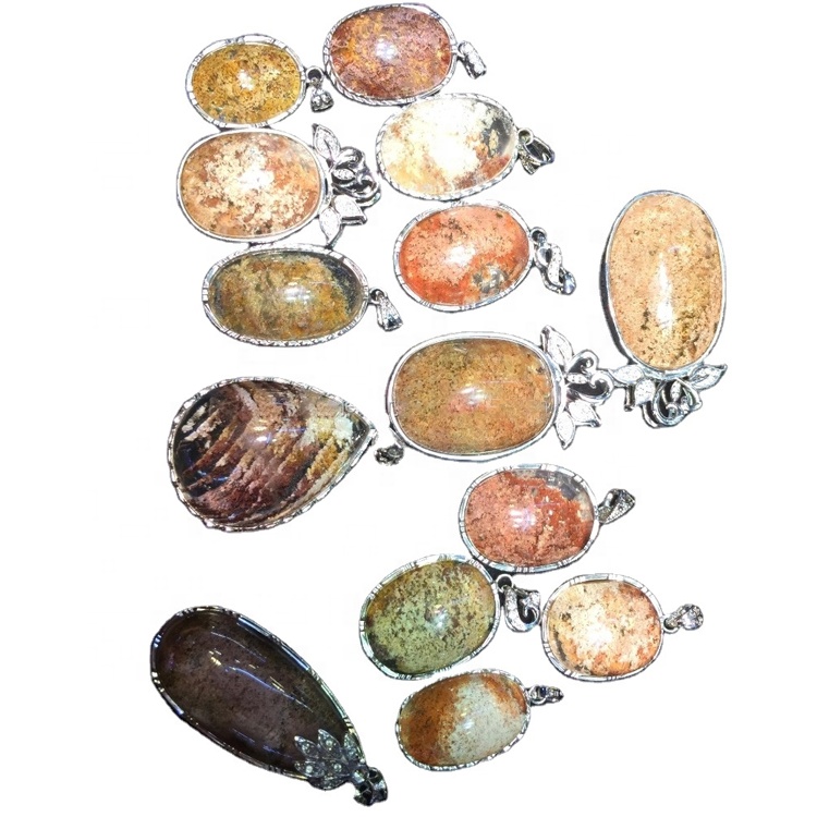 Զարդերի բնական ռուտիլացված քվարց `925 արծաթե կախազարդ նորաձեւության հում քարե զարդեր 9