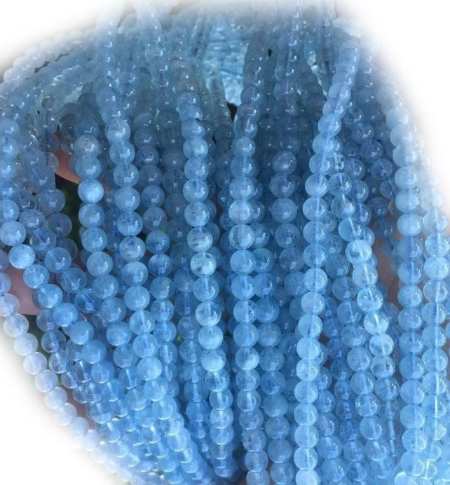 Milky Aquamarine Round Beads Hours Books 35