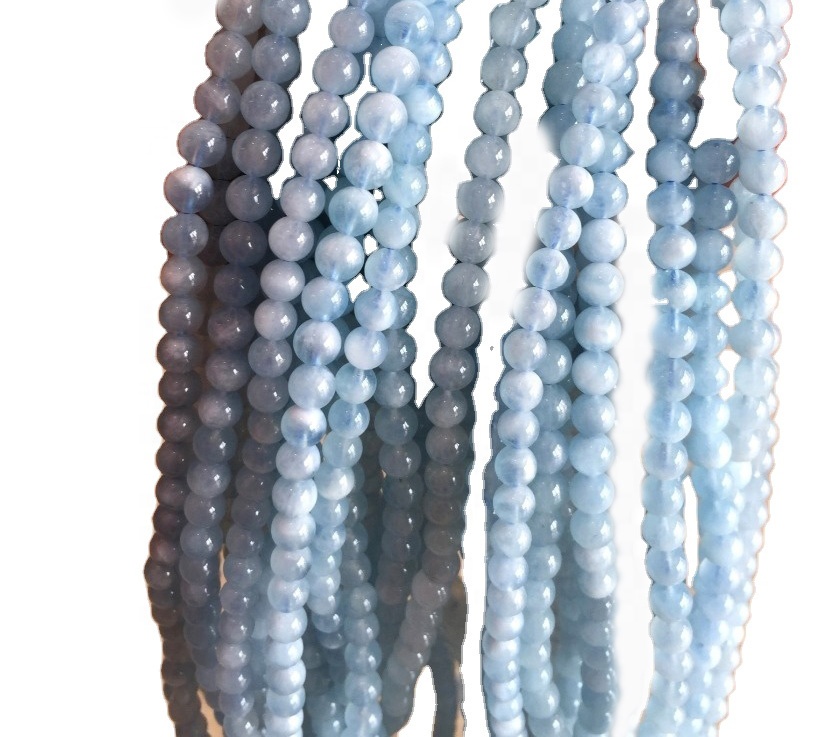 8mm Nádúrtha Bómarín Babhta Aquamarine Beads scaoilte 33
