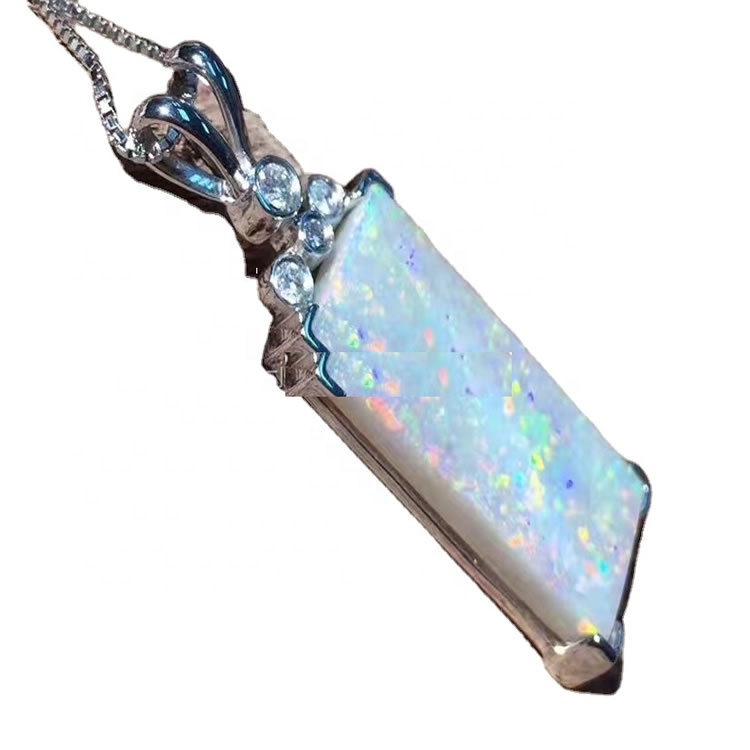 Handmade Trang sức thời trang Vòng cổ Đá tự nhiên Mặt dây chuyền Opal 32