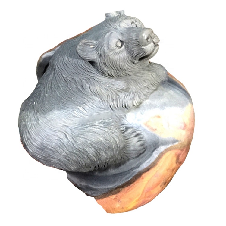 Tabiiy qo'lda ishlangan lynx / panda tosh / qarg'ali o'yilgan haykaltaroshlik 30