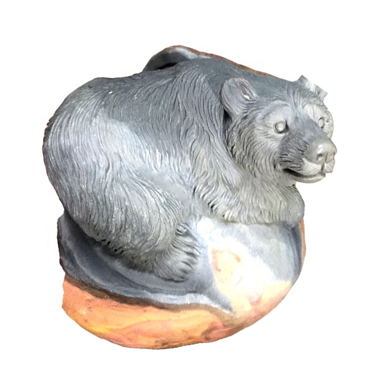 Tabiiy qo'lda ishlangan lynx / panda tosh / qarg'ali o'yilgan haykaltaroshlik 34